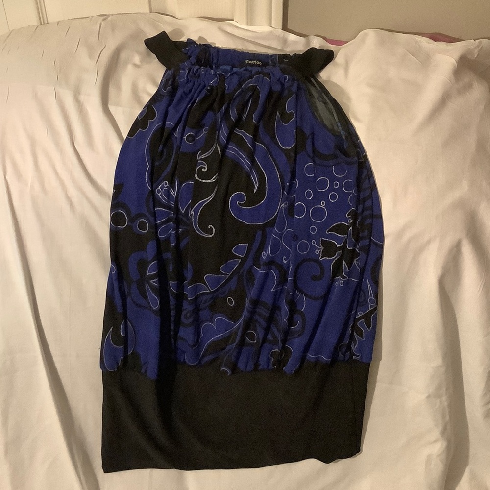 Blue flowy tank